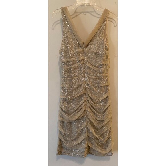 Express Gold Party Dress Sequin Layers Sleeveless Size 4 - Picture 2 of 9
